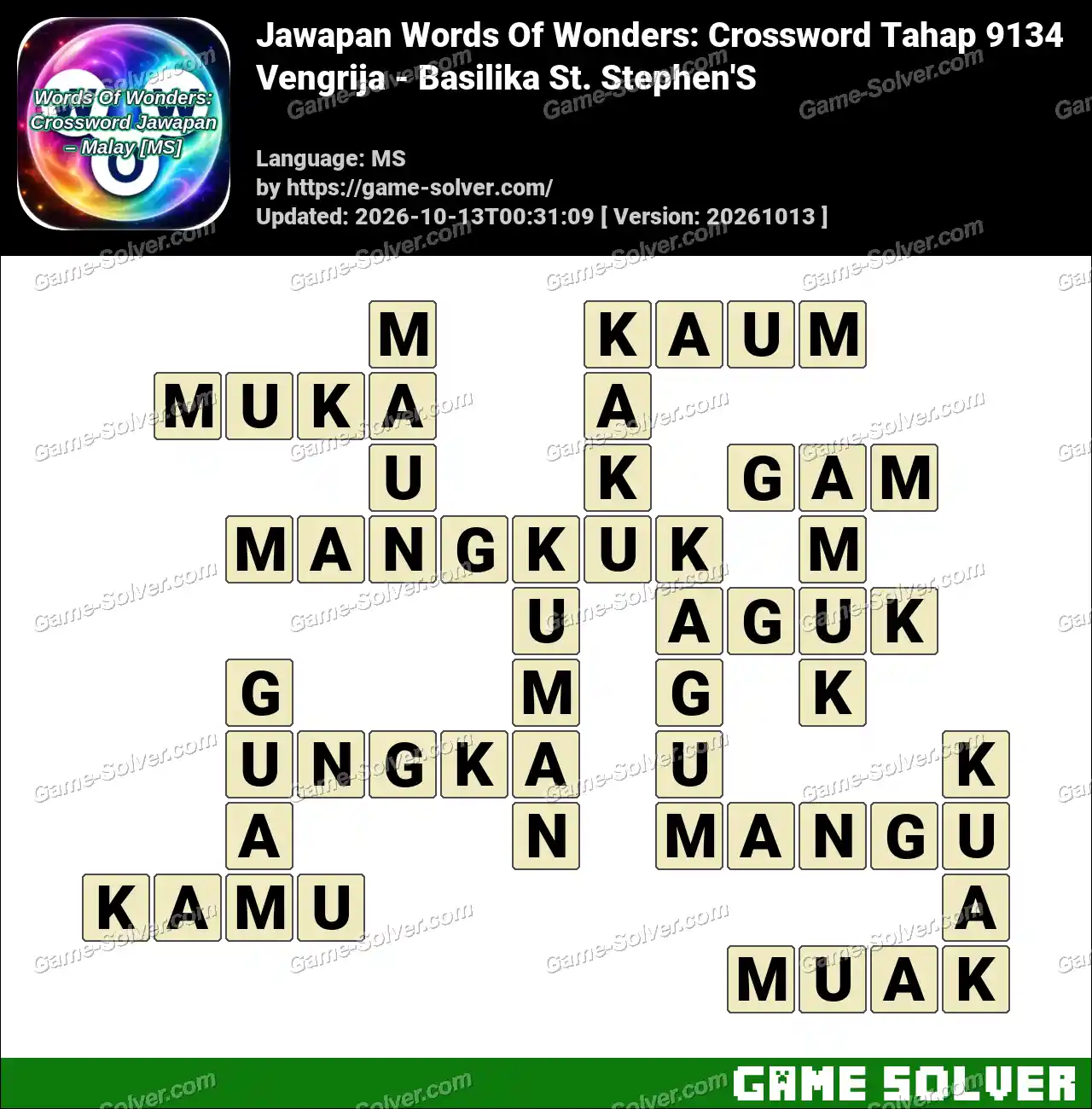 Jawapan Words Of Wonders: Crossword Tahap 9134 – Vengrija – Basilika St. Stephen’S